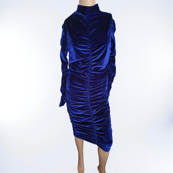 CBR Blue Velvet Long Sleeve Bodycon Dress XL - Picture 10 of 10